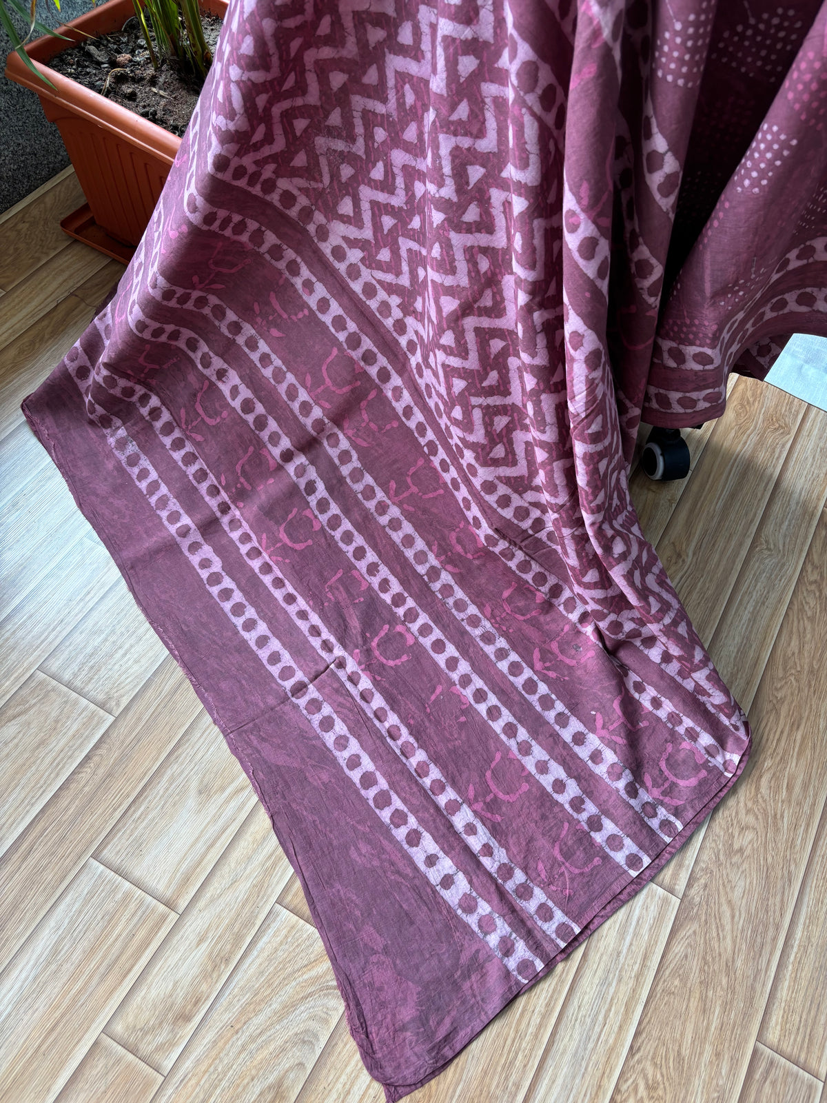 MAROON DABU MUL SAREE