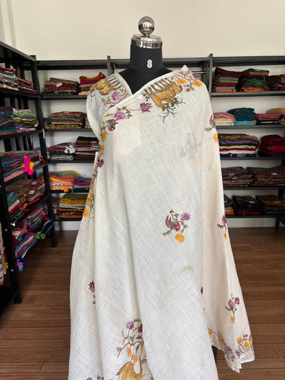 WHITE LINEN SAREE