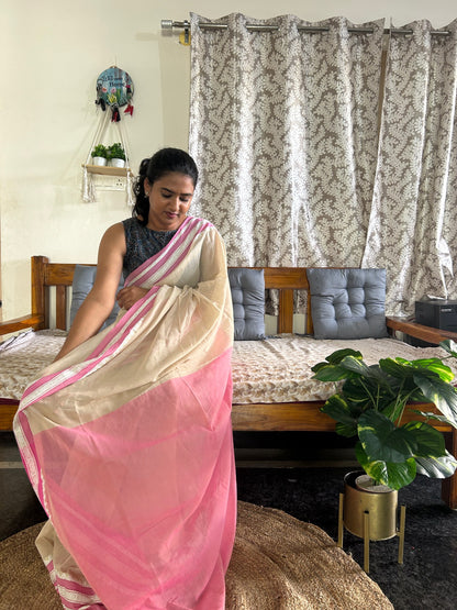 BEIGE MERCERISED SAREE