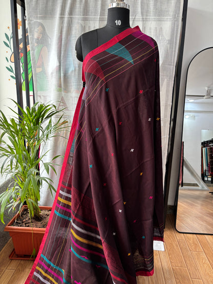 MAROON JAMDANI SAREE