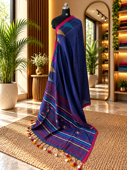 NAVY BLUE JAMDANI SAREE