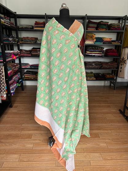 GREEN QUIRKY MUL SAREE