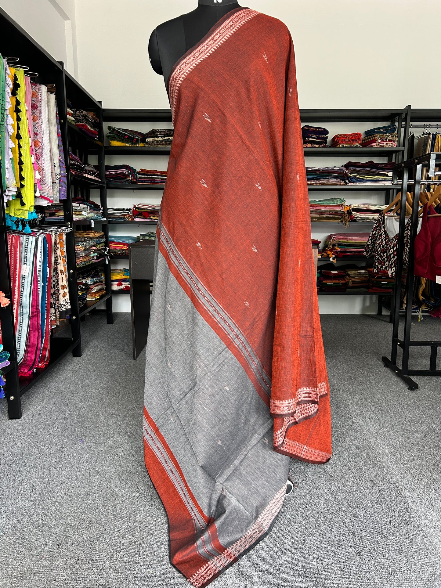 RUST ORANGE DHANIAKHALI SAREE