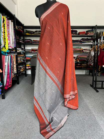 RUST ORANGE DHANIAKHALI SAREE