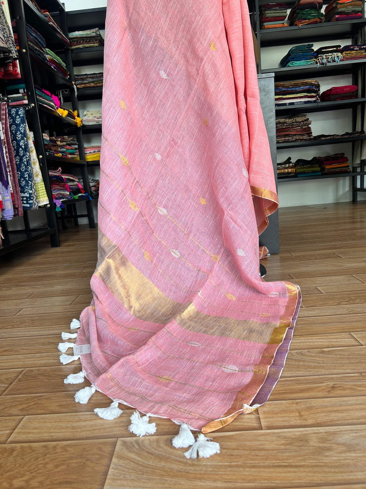 PINK LINEN SAREE