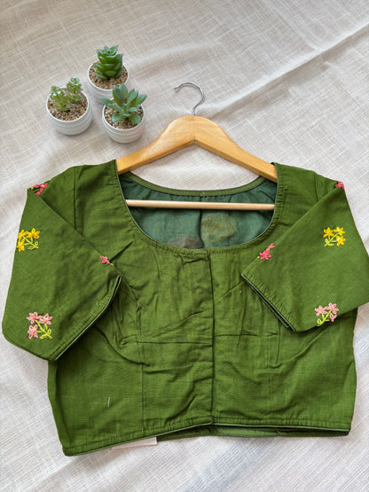 GREEN MBROIDERED  BLOUSE