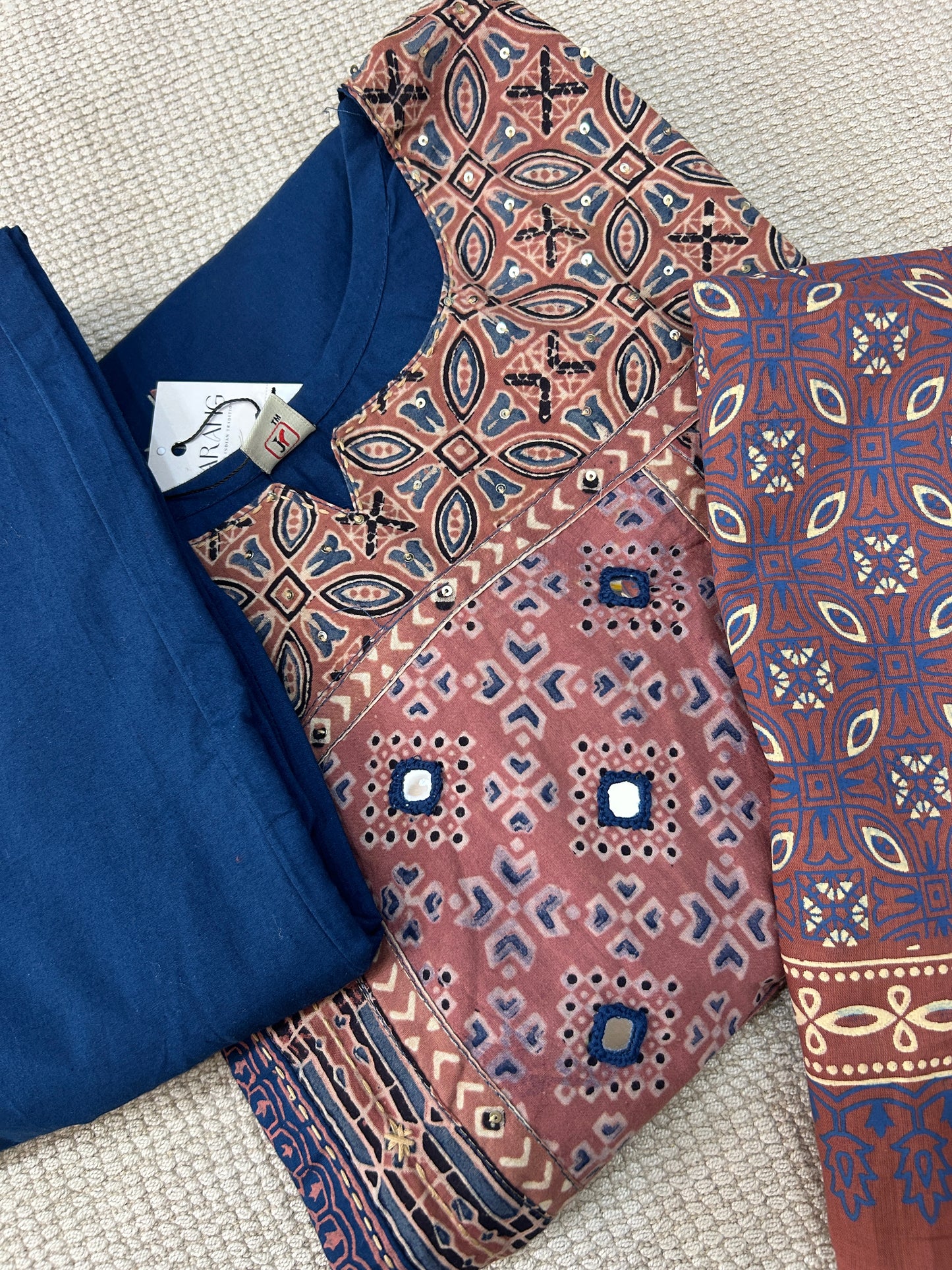 BLUE GAMTHI COTTON SUIT