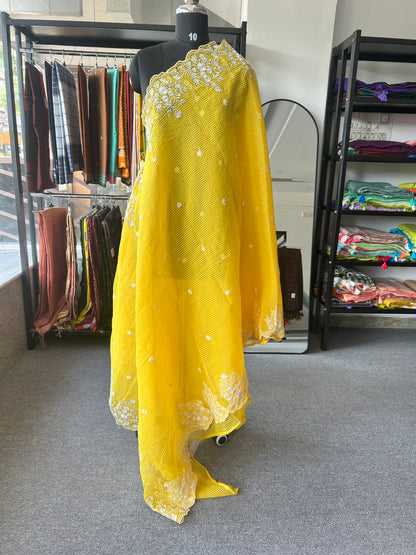 Yellow embroidered kota