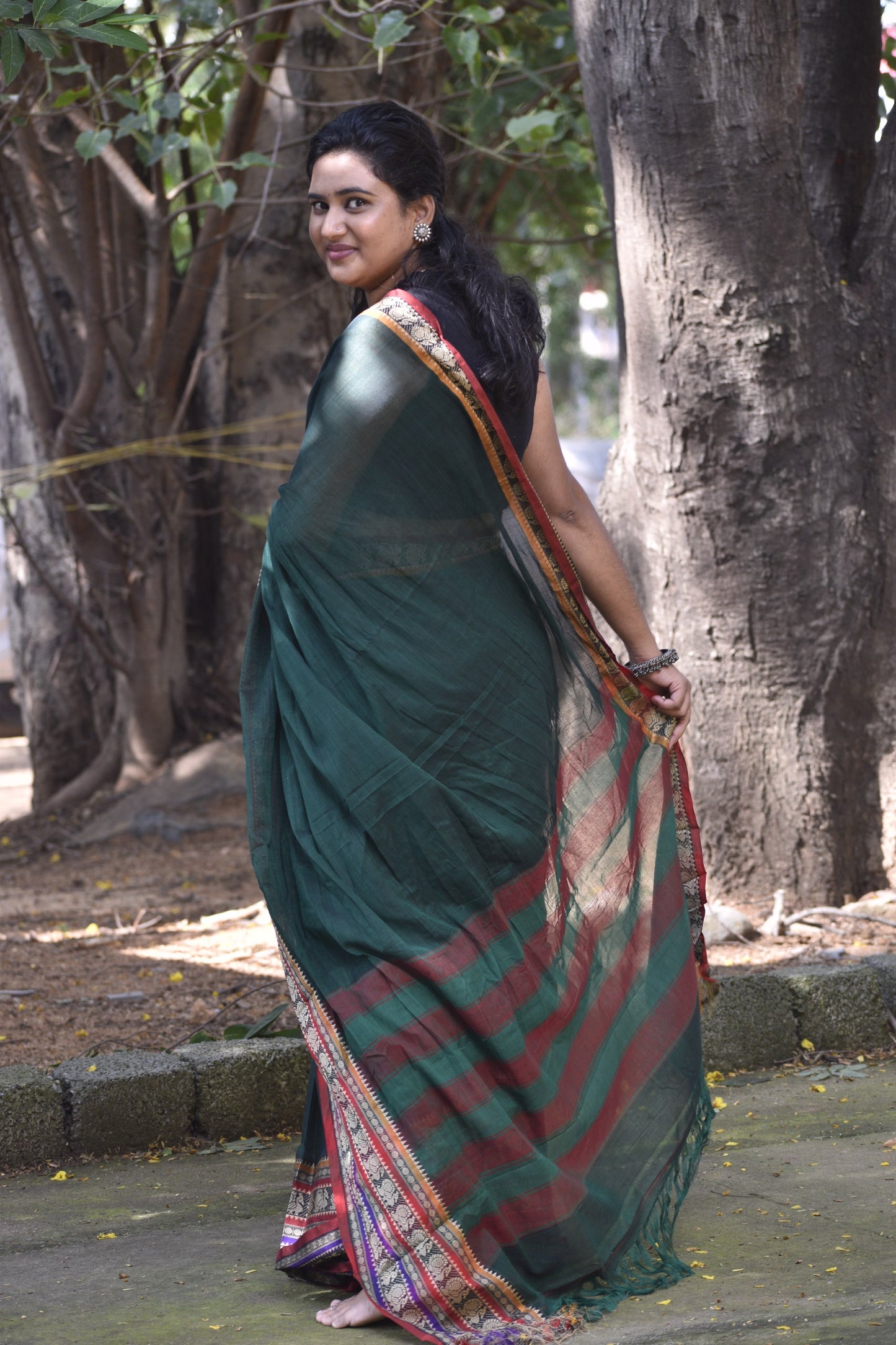 Green Narayanpet saree.