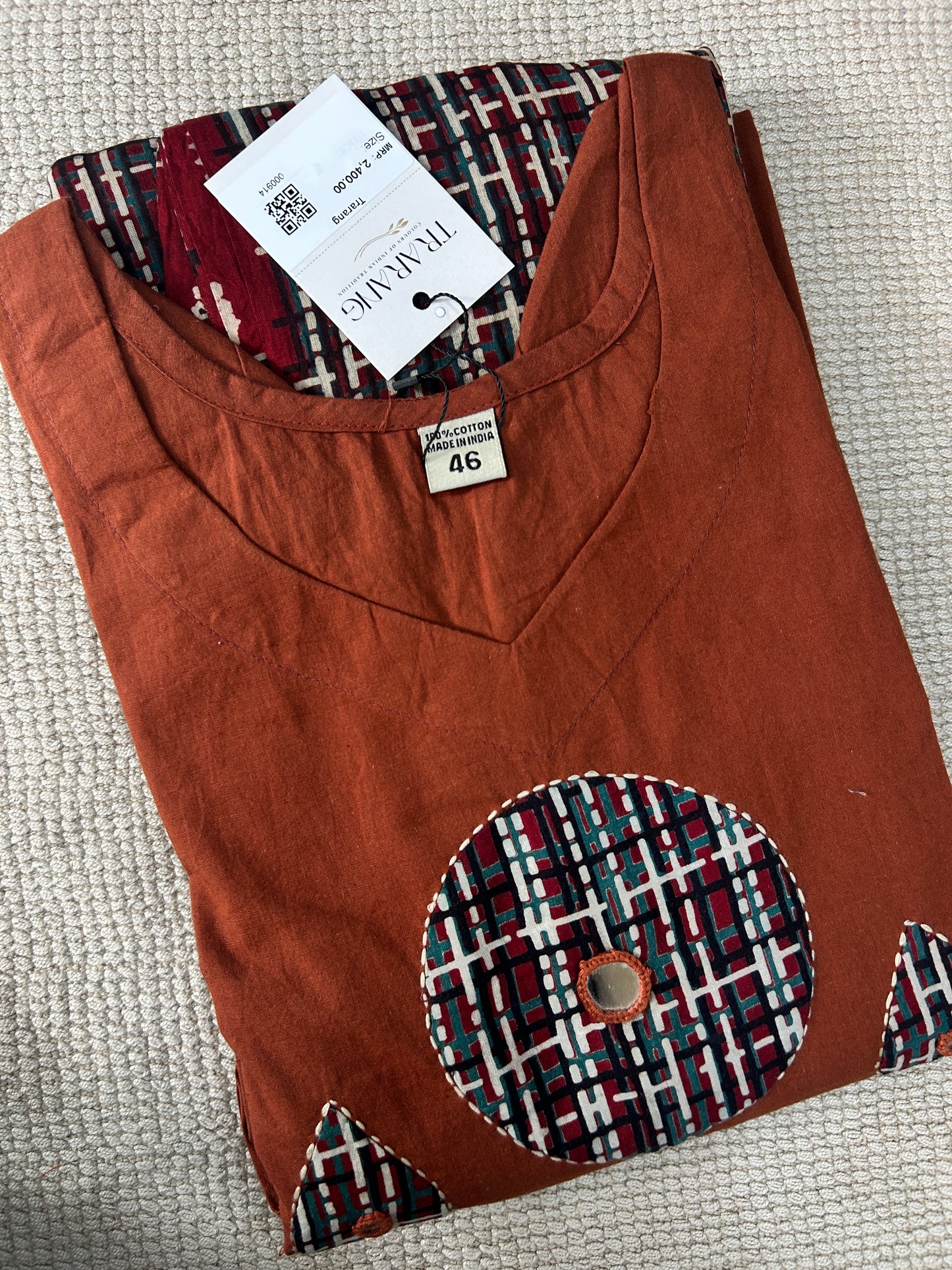 ORANGE GAMTHI COTTON SUIT