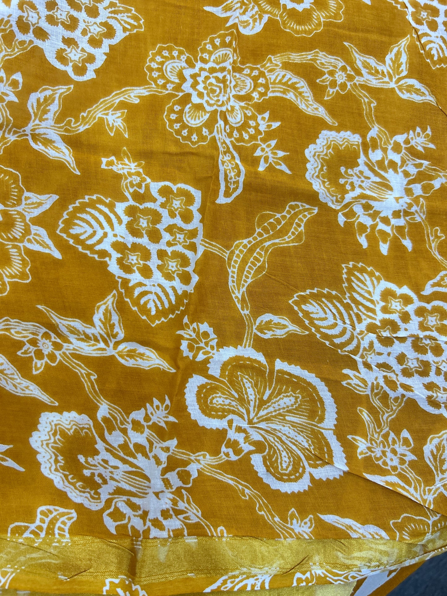 Yellow chanderi mul cotton