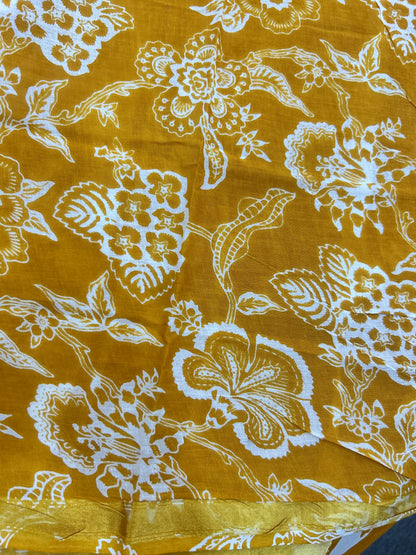 Yellow chanderi mul cotton