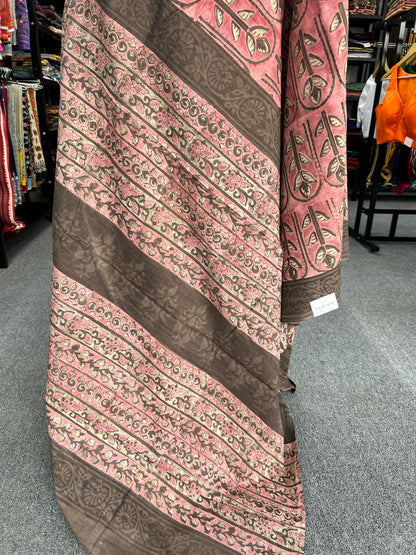 PINK AJRAKH MUL SAREE