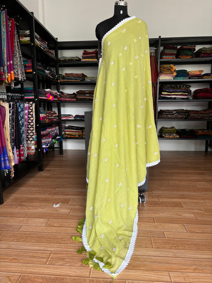 YELLOW PARIJATHA MUL SAREE