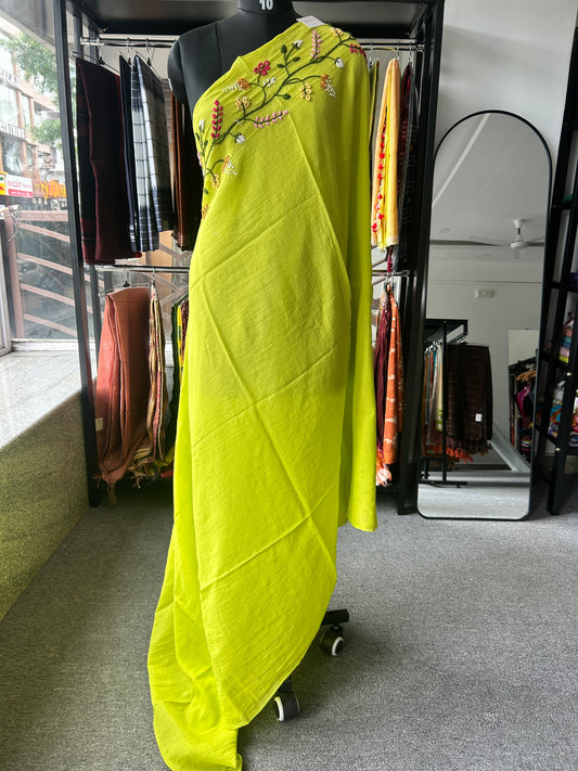 GREEN KATHA MUL SAREE