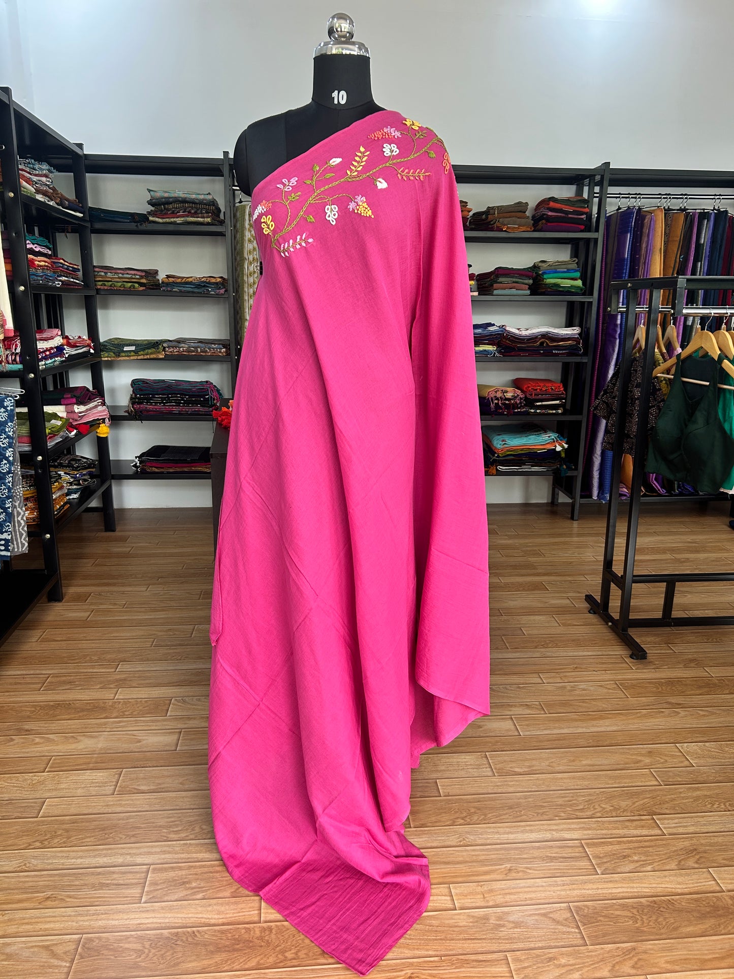 PINK KATHA MUL SAREE
