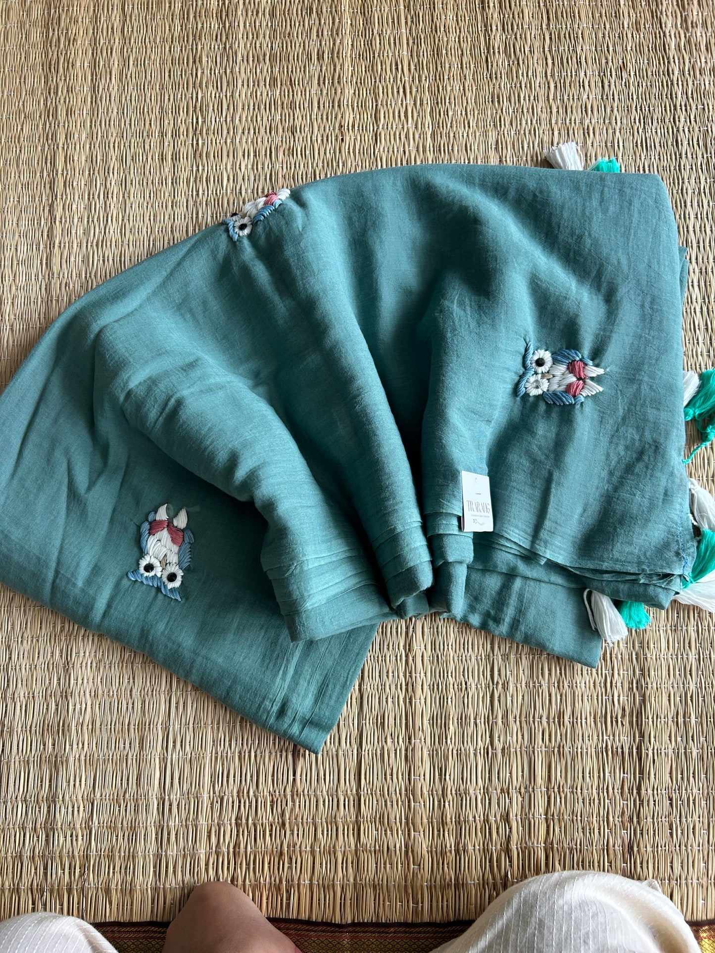GREEN OWL MUL SAREE