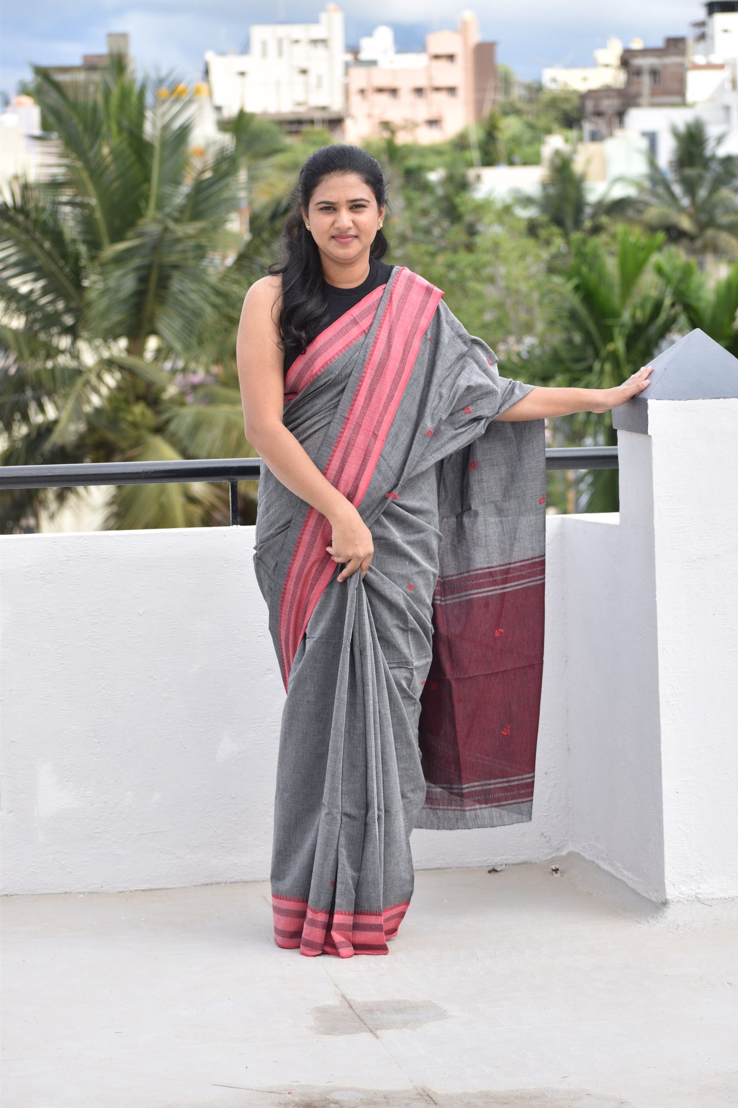 GREY DHANIAKHALI SAREE