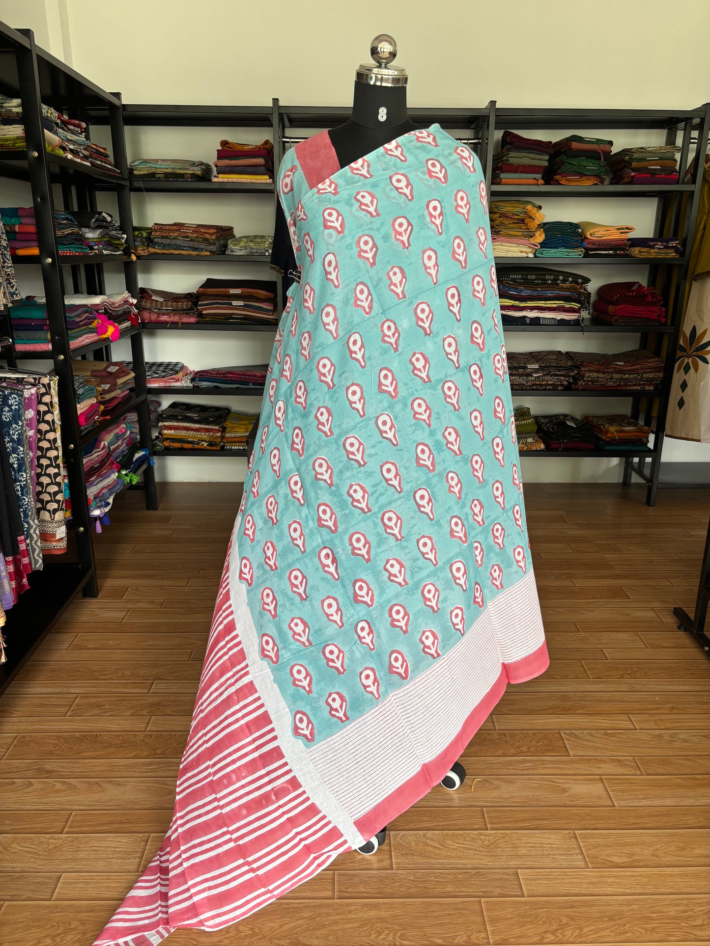 BLUE QUIRKY MUL SAREE