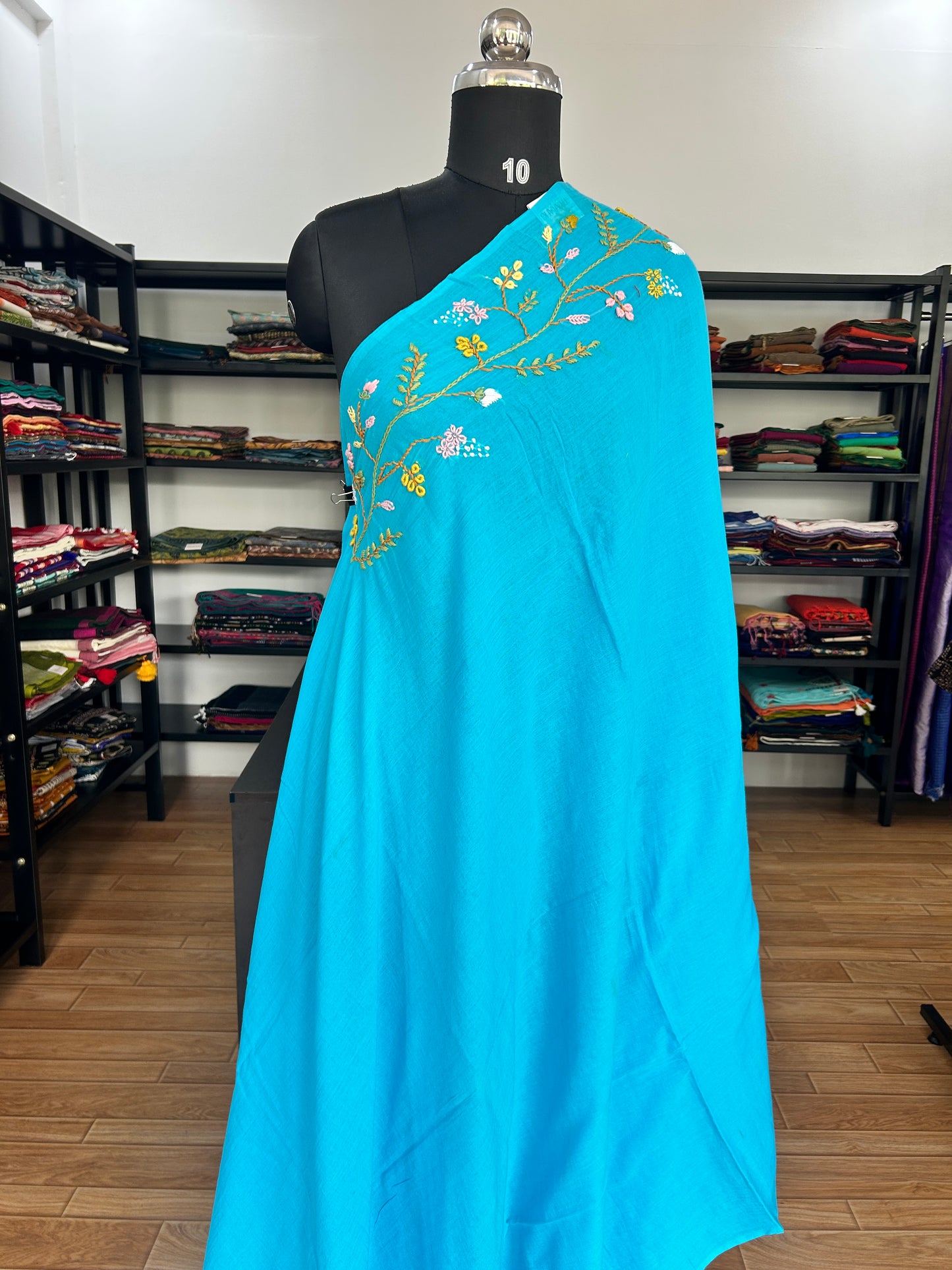 BLUE KATHA MUL SAREE