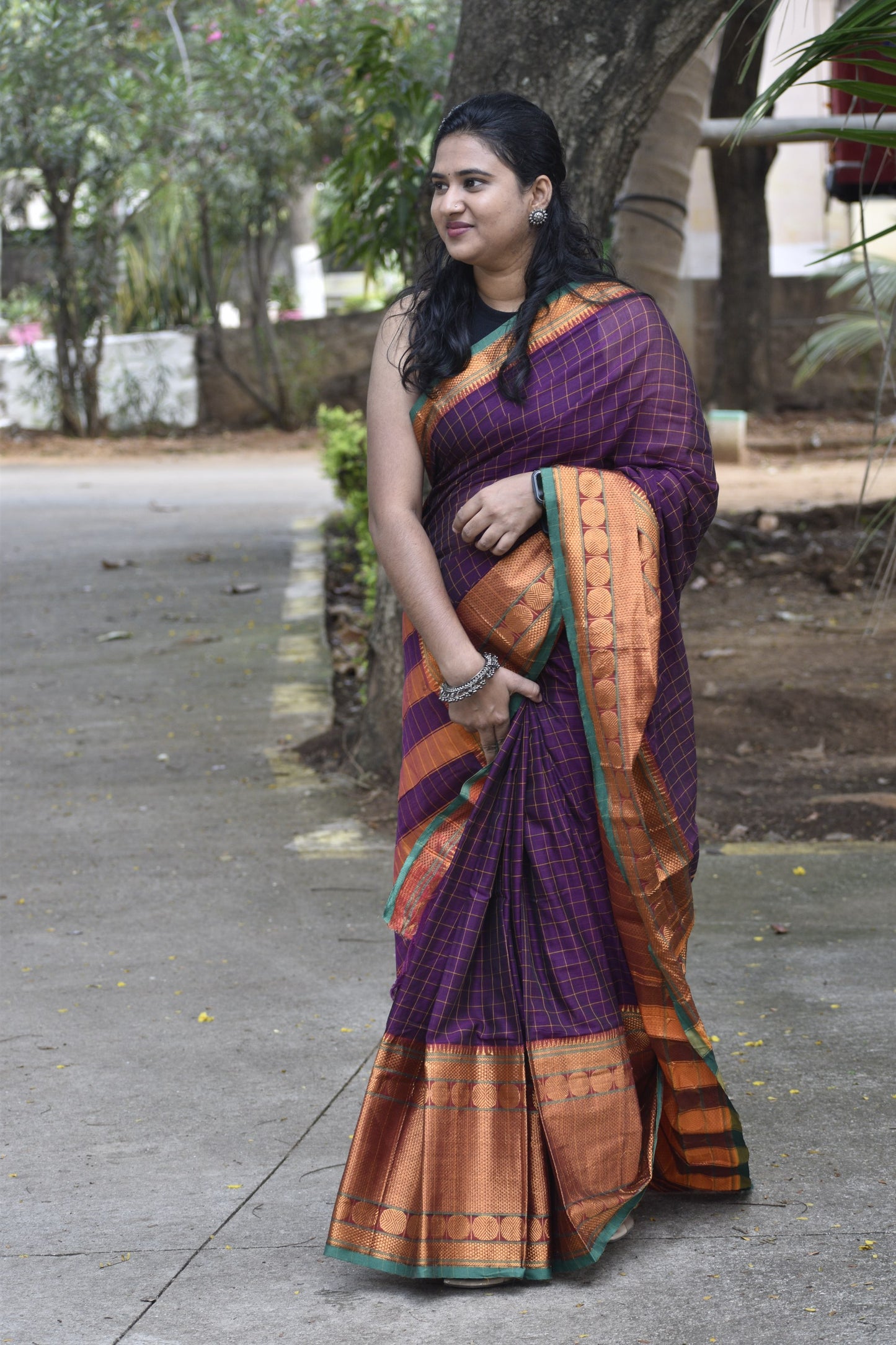 Purple Narayanpet saree.