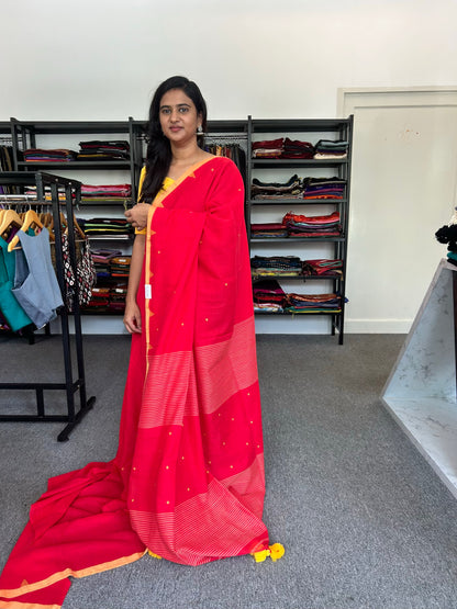 RED MUL JAMDANI SAREE