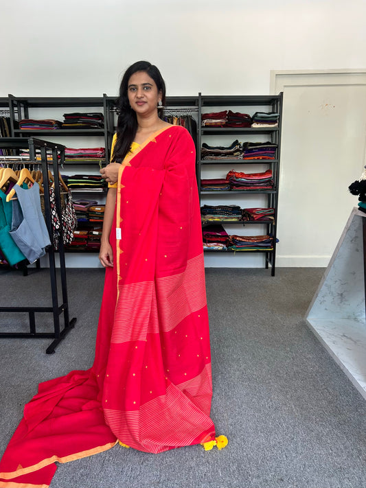 RED MUL JAMDANI SAREE