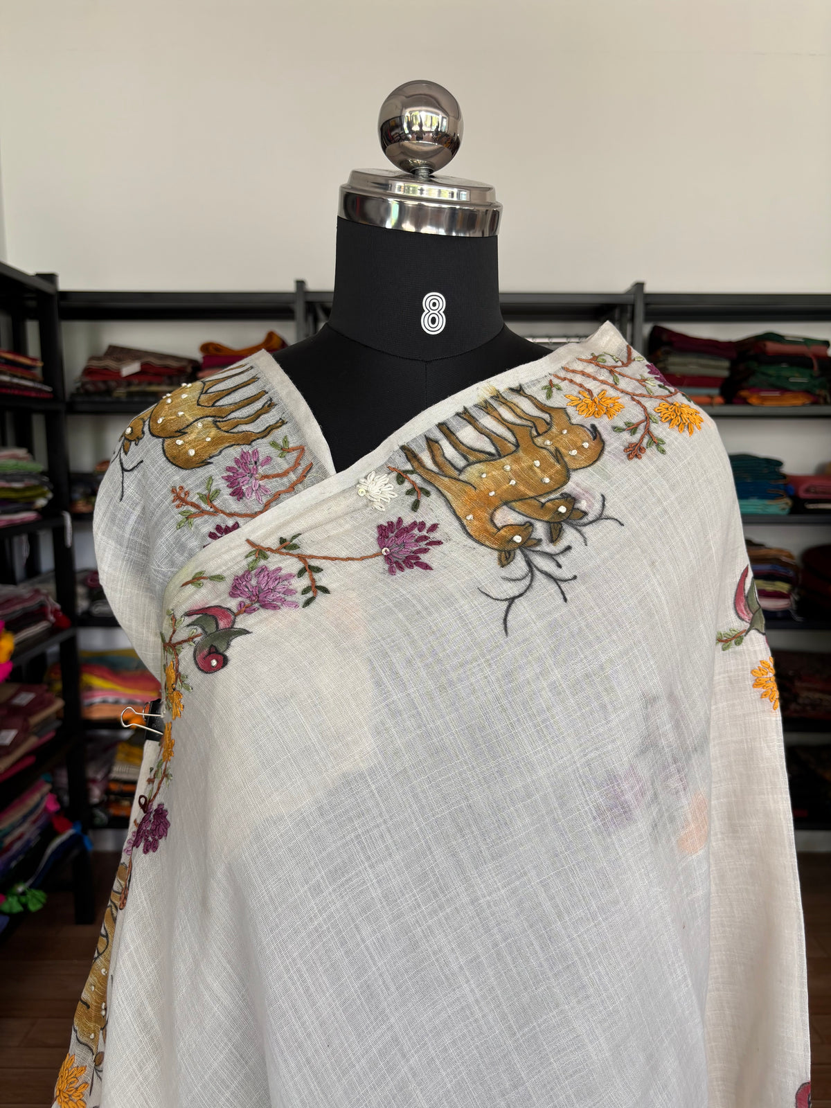 WHITE LINEN SAREE