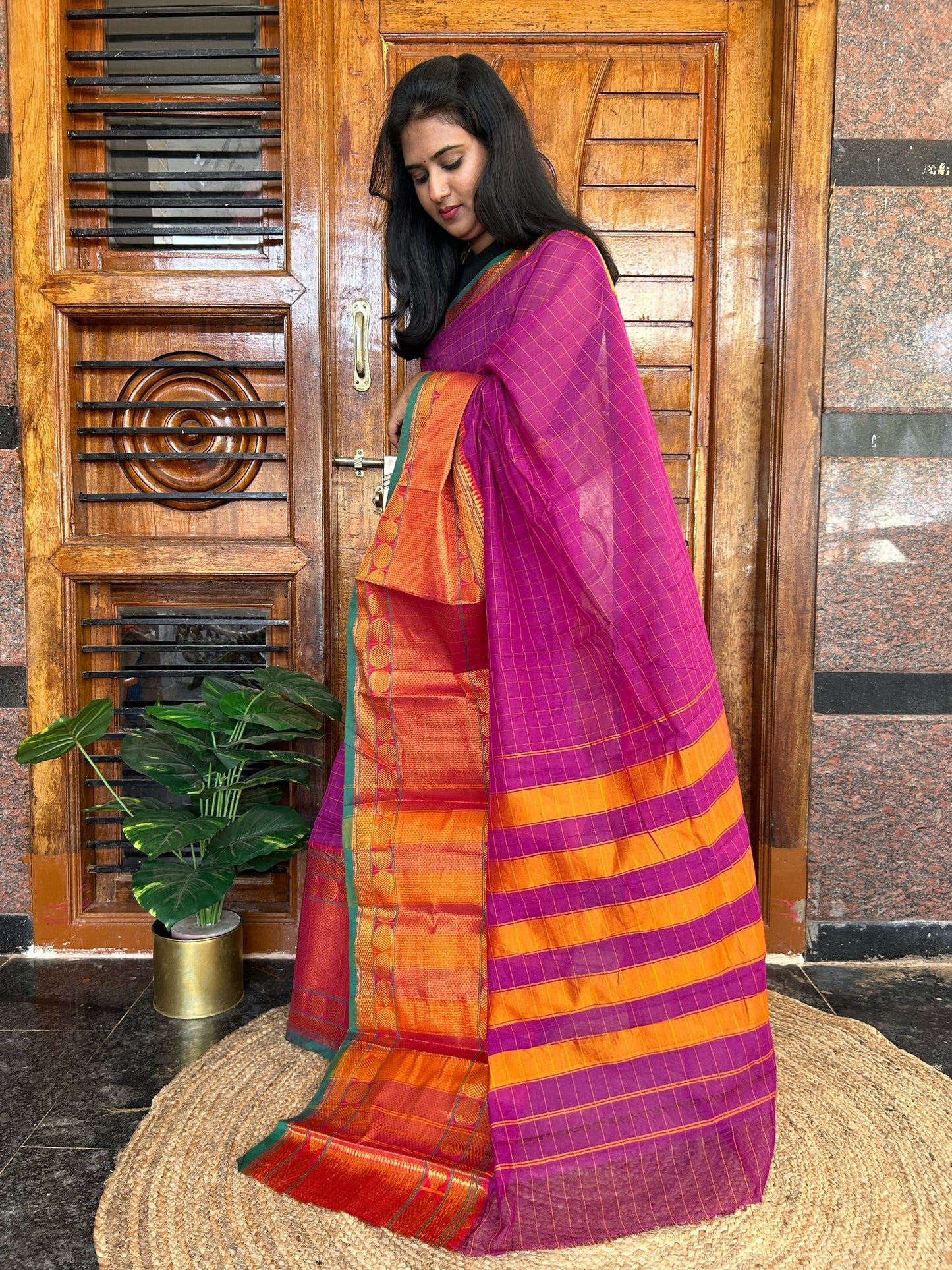 Pink Narayanpet saree.