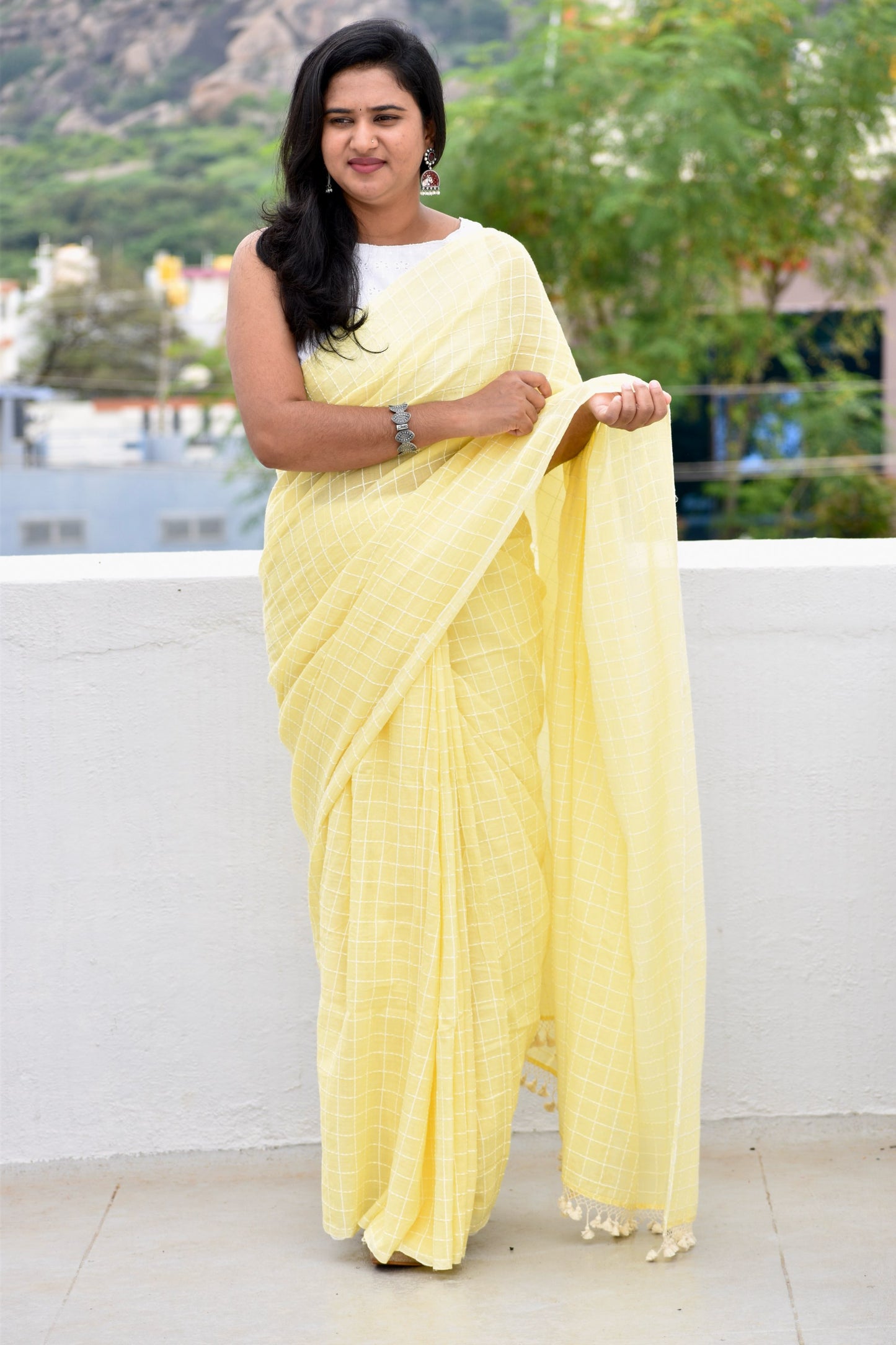 YELLOW KATHA SAREE