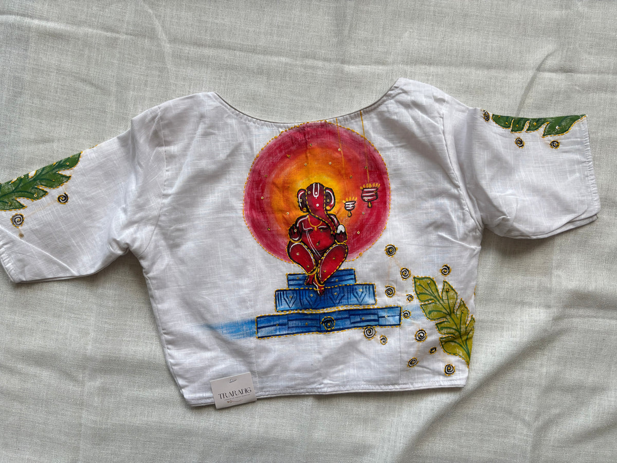 White hand painted blouse