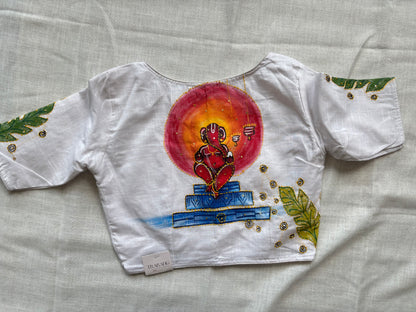 White hand painted blouse