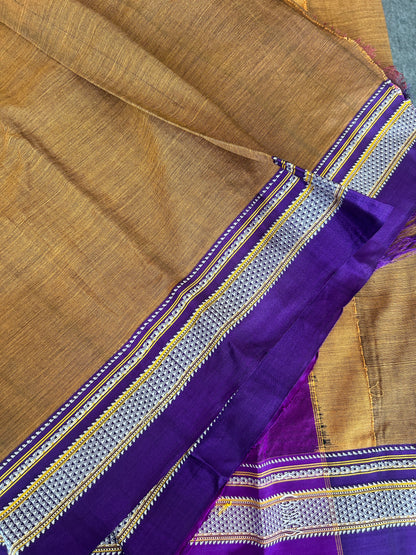 BROWN HANDLOOM ILKAL SAREE