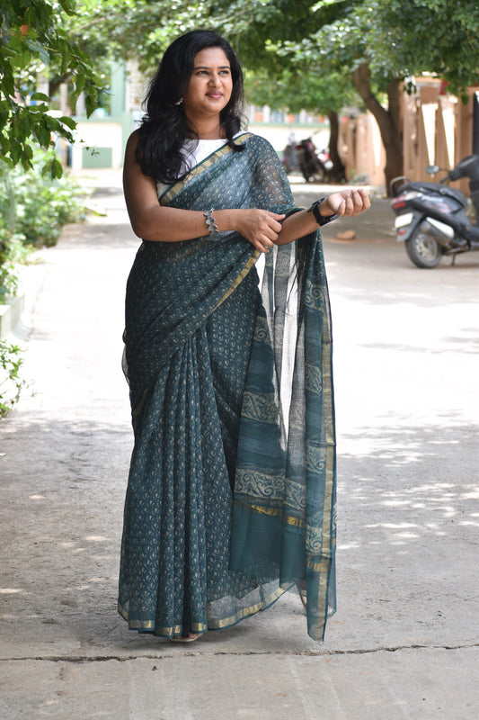 Green dabu kota saree