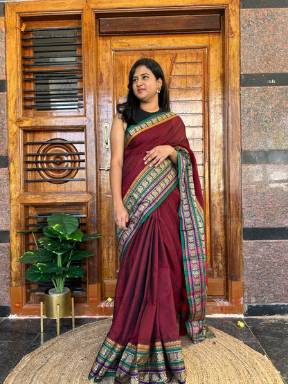 Brown Narayanpet saree.