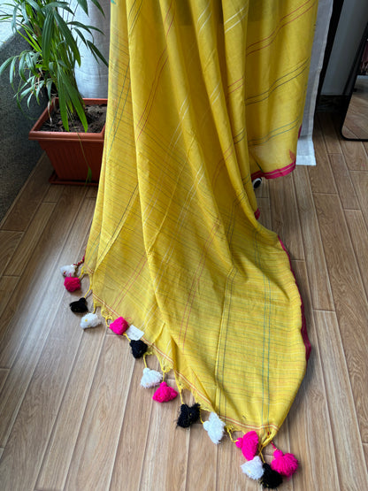YELLOW JAMDANI SAREE