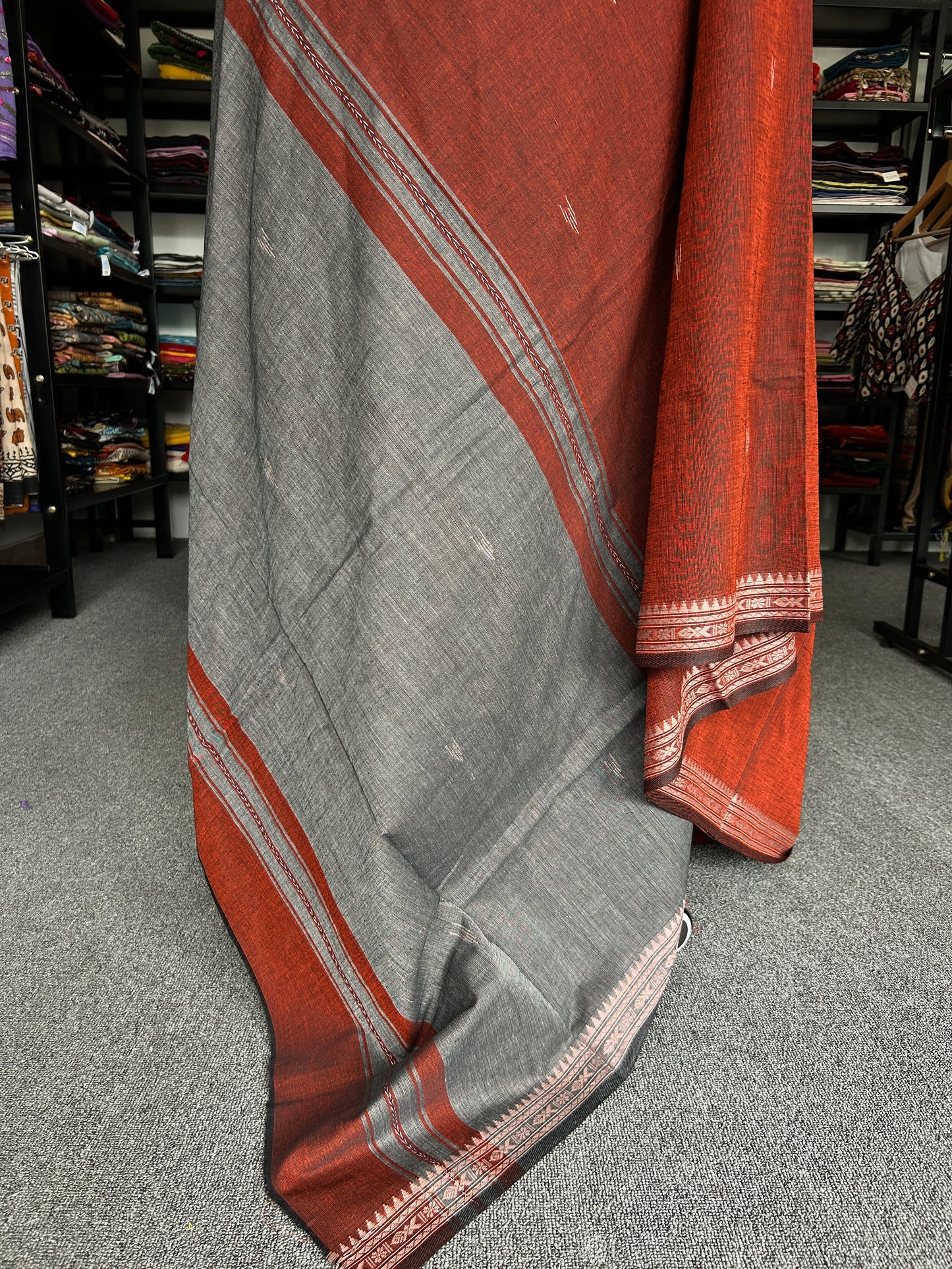 RUST ORANGE DHANIAKHALI SAREE
