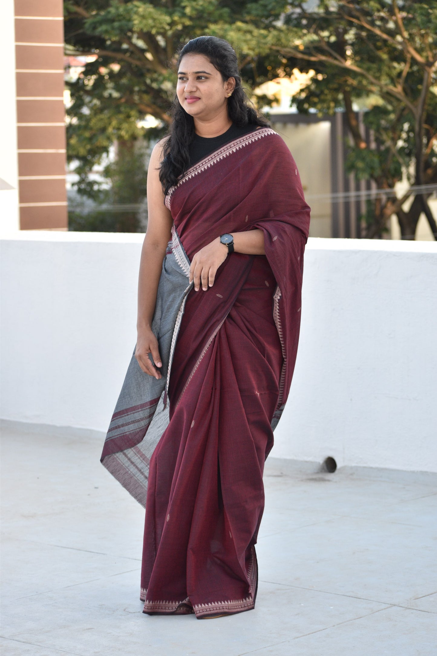 MAROON DHANIAKHALI SAREE