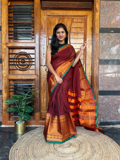Brown Narayanpet saree.