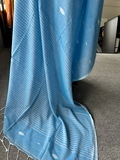 BLUE MUL JAMDANI SAREE