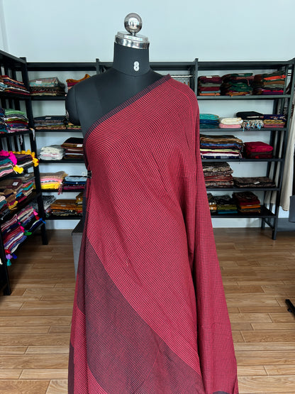 RED CHECKS  MUL SAREE