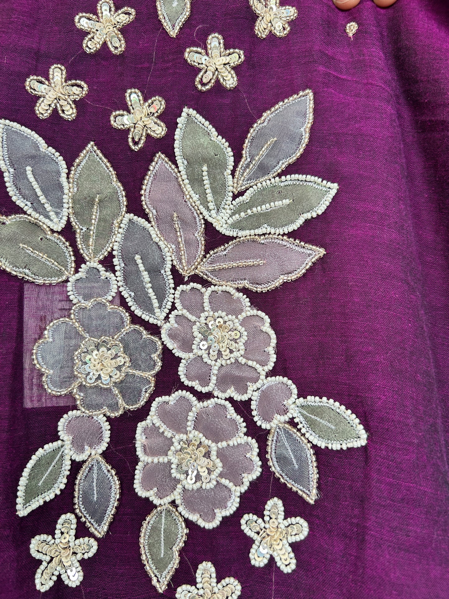 PURPLE SEQUIN MUL SAREE