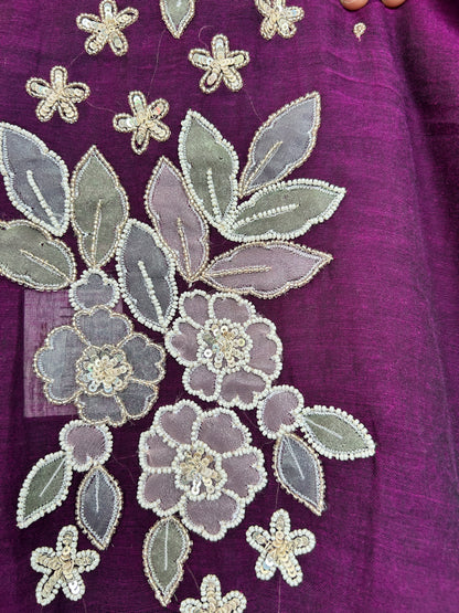 PURPLE SEQUIN MUL SAREE