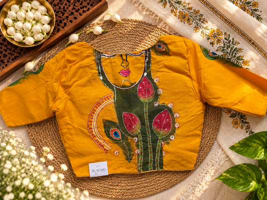 Yellow hand painted blouse