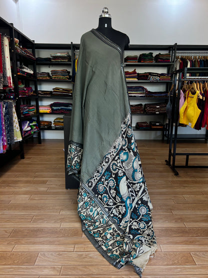 Grey kalamkari saree