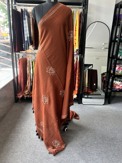 BROWN KATHA MUL SAREE