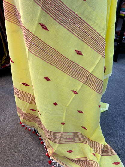 YELLOW MUL JAMDANI SAREE