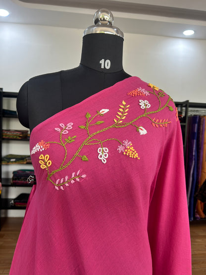 PINK KATHA MUL SAREE