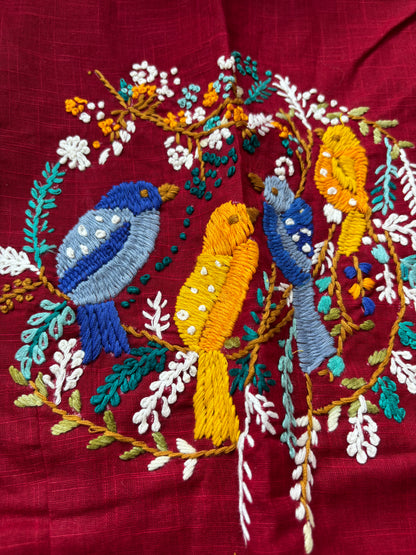 MAROON EMBROIDERED  BLOUSE
