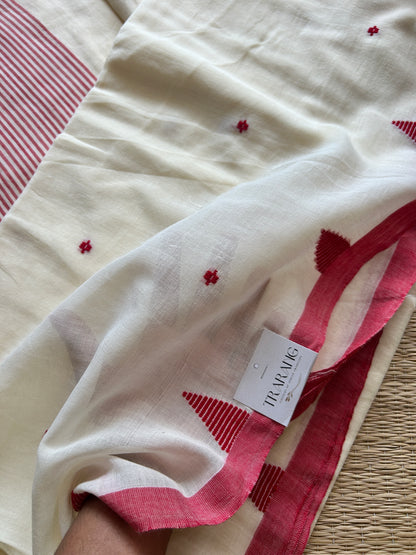 WHITE MUL JAMDANI SAREE